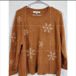 LOFT orange snowflake sweater
